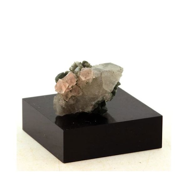 Kivet ja mineraalit. Vaaleanpunainen fluoriitti + kvartsi. 25,90 senttiä. Talèfre, Mont-Blanc Massif, Ranska. Rosa