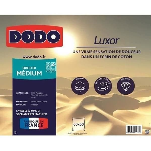 DODO LUXOR -tyyny 60x60 cm - 100% puuvillaa - untuvaefekti Vit