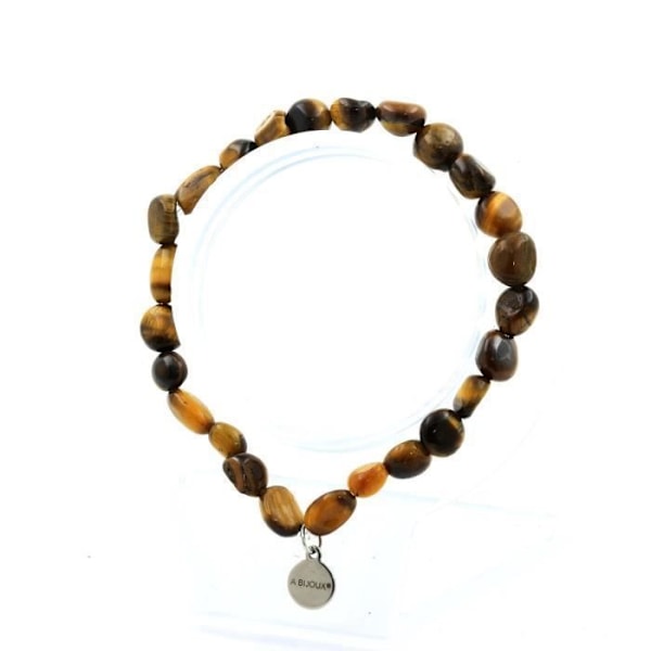 Tiger's Eye stenarmband från Sydafrika - ABIJOUX - Anpassningsbar storlek - Tillverkat i Frankrike kastanj