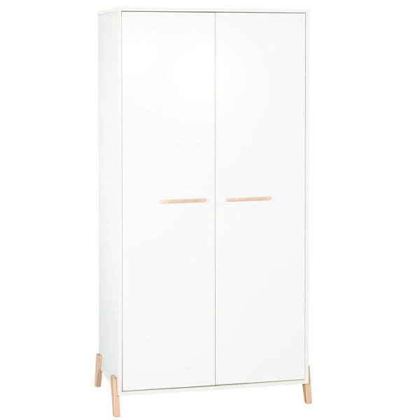 Joy Natural babygarderobe - Hvid - På ben i naturtræ - 2 låger - Babypris VIT