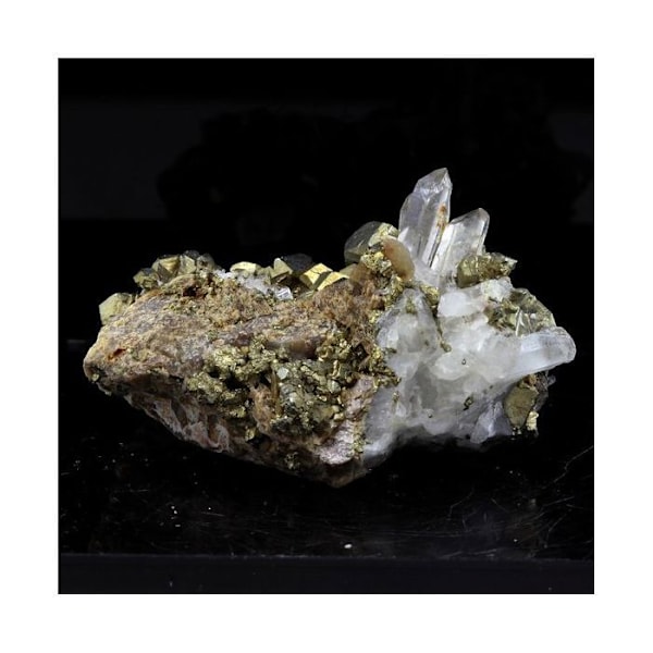 Sten og mineraler. Pyrit + Kvarts + Siderit. 165,0 øre. Saint-Pierre-de-Mésage, Frankrig.