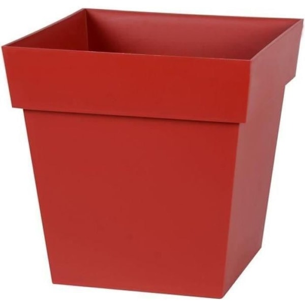 EDA Tuscan Square Flower Pot - 32 x 32 x H 32 cm - 22 L - Ruby Red rubinröd