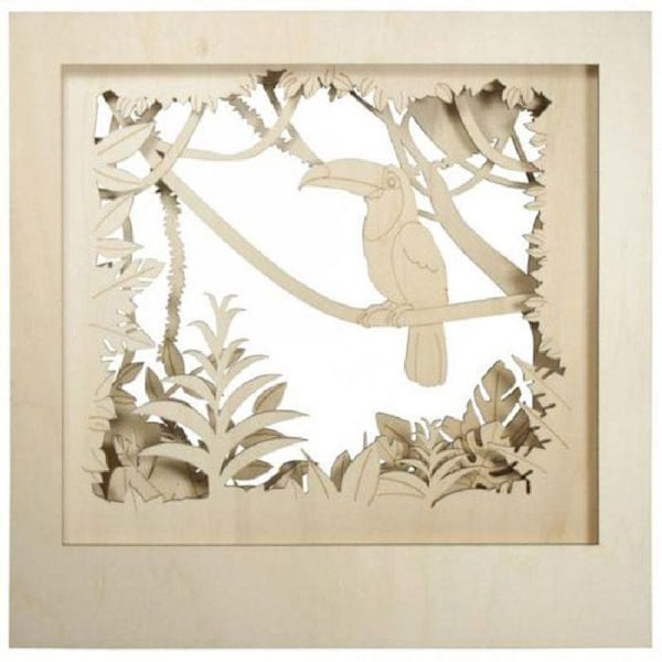 Dekorativ XL træramme med 3D mønster - 53 x 53 x 14,5 cm - Tucan Beige