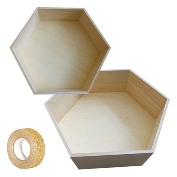 Hexagonala hyllor - Graine Créative - Trä - 30x26 cm och 36x31 cm - Guldmaskeringstejp ingår Beige