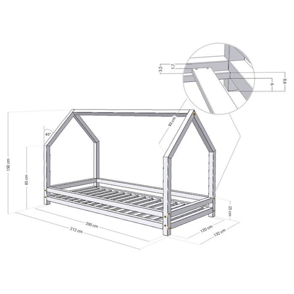 Hauska lasten sänky 120 x 200 luonnonpuuta Beige