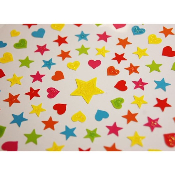 Klistermærker - Hjerter og stjerner - multicolor - Glimmer Flerfärgad