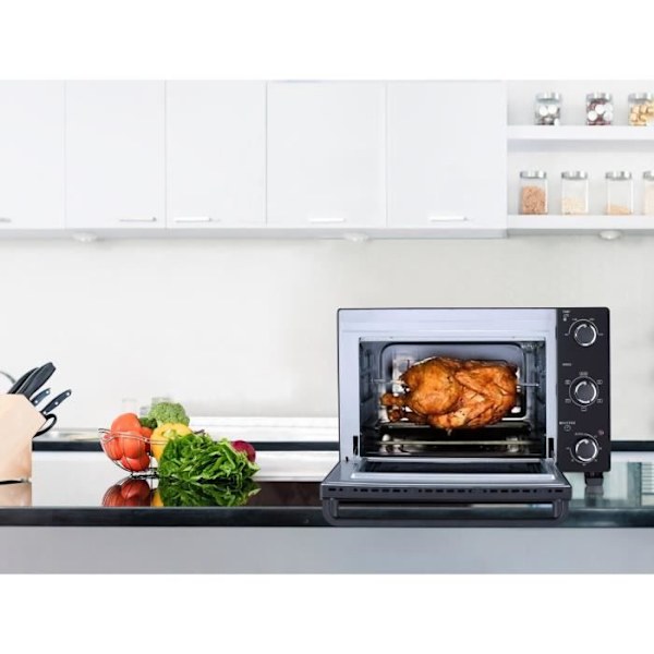 CONTINENTAL EDISON CEMF46B3 - Elektrisk miniovn 46L sort - 1800W - Rotisserie, Naturlig konvektion