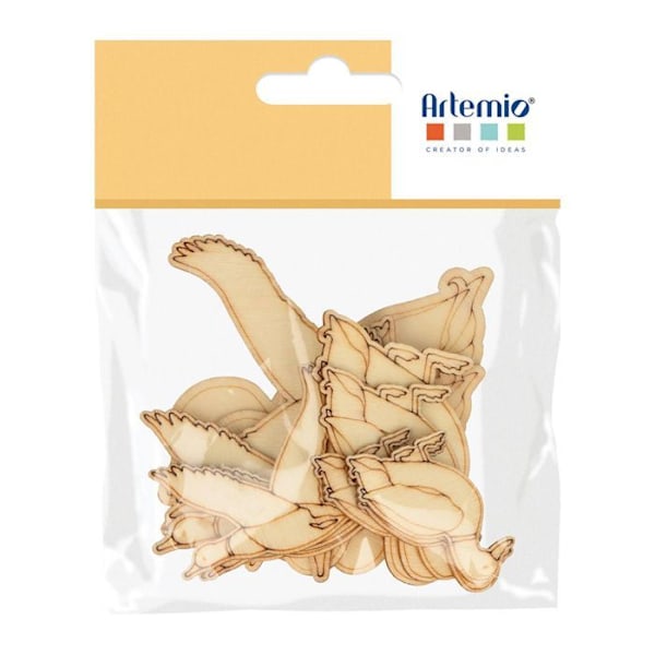 15 Mini andepynt i træ Beige