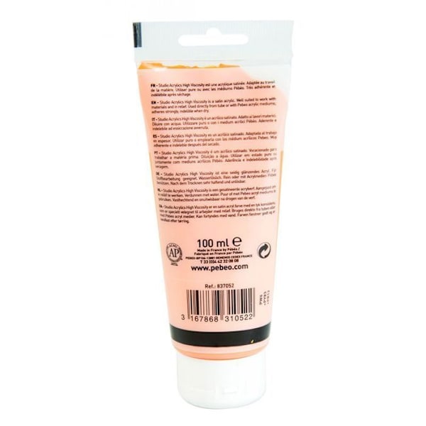 Akrylmaling - Pébéo - Studio - Mørk Cadmium Gul - 100 ml - Satin Mörk kadmiumgul