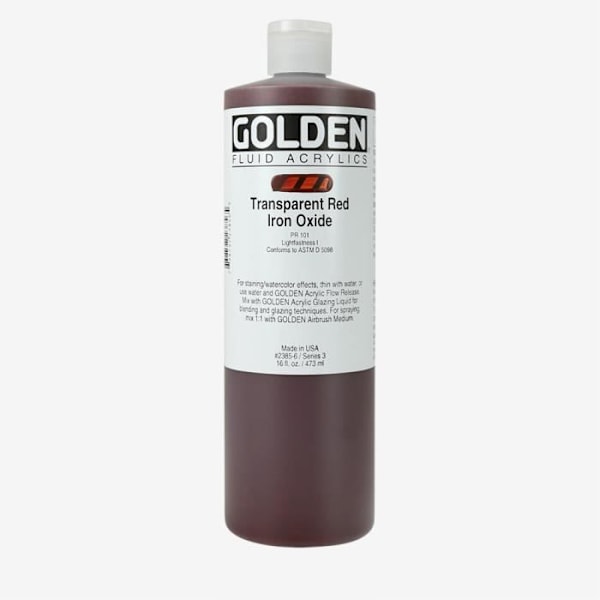 Golden : Fluid Akrylmaling : 473ml (16oz) : Transparent Rød Jernoxid