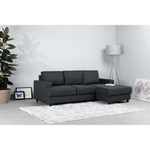 Paul 4-sits höger hörnsoffa - Antracitgrått tyg - L 215 x d 140 cm Antracit