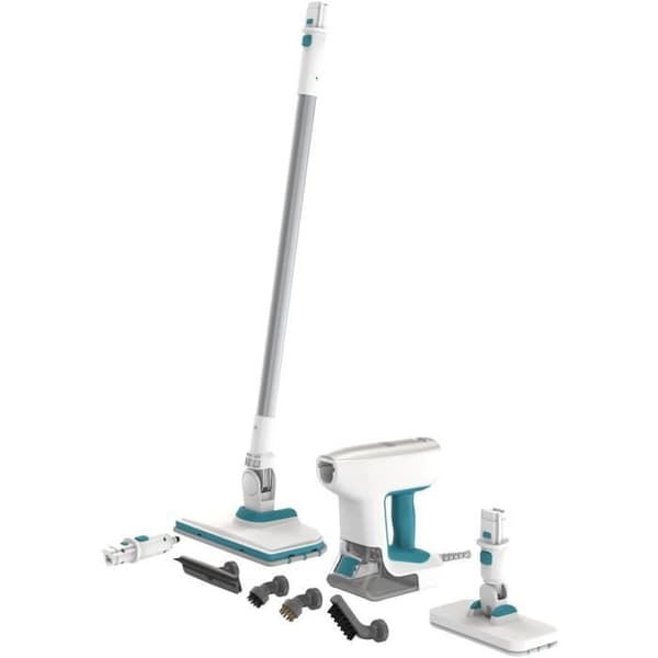 Multifunktions dampmoppe - BLACK & DECKER - BHSM15FX08-QS - 1500 W - 8 tilbehør - Hvid / Grå / Blå Vit, blå, grå