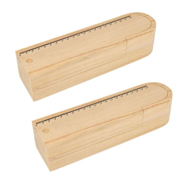 2 pennfodral 2 våningar 24 x 6 x 3 cm brun