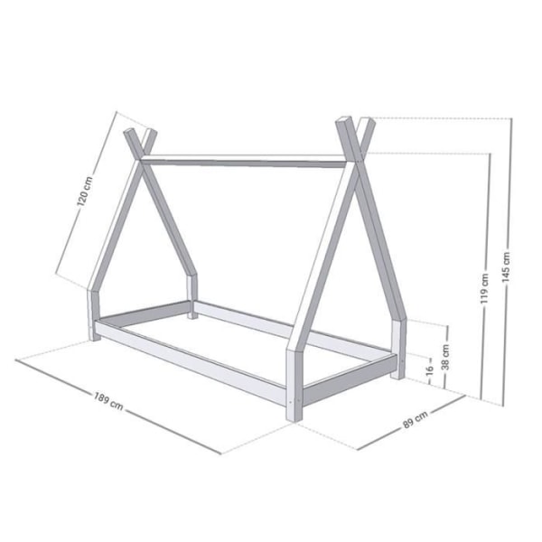 Tipi barnsäng - GENERIC - NAKANA - Massivt trä - Grön - Med lådor Grön