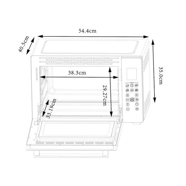 CONTINENTAL EDISON CEMF38DIG - Sähköinen miniuuni 38L musta - 1600W - Rotisserie, Luonnollinen konvektio