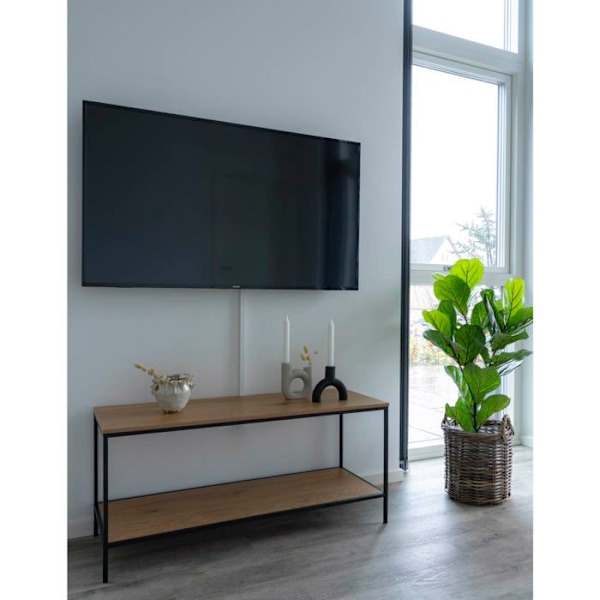 Black Steel TV Stand og Black Wood Top - ALTOBUY - Harald - Industriel - Loft - Rektangulær Svart