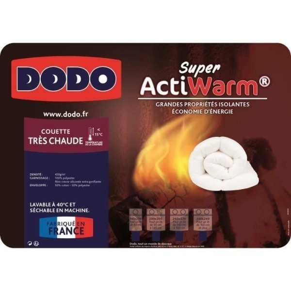 DODO Meget varm dyne 450g/m² SUPER ACTIWARM 200x200 cm hvid Vit