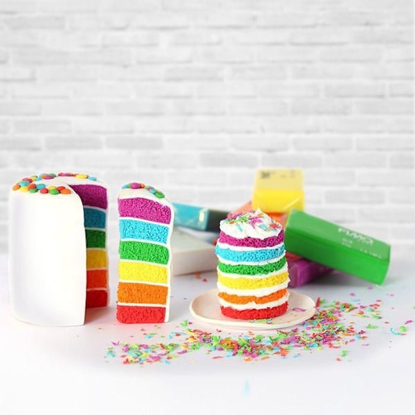 Rainbow Cake Fimo -luomissalkku ja tarvikkeet Flerfärgad