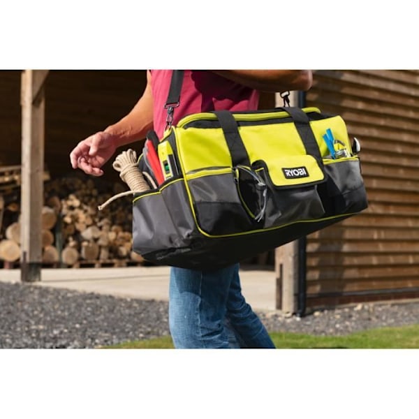 RYOBI - Taske med forstærket bund 56 x 29 x 30 cm til 4 eller 5 værktøjer - RSSLTB1 Grøn & antracit