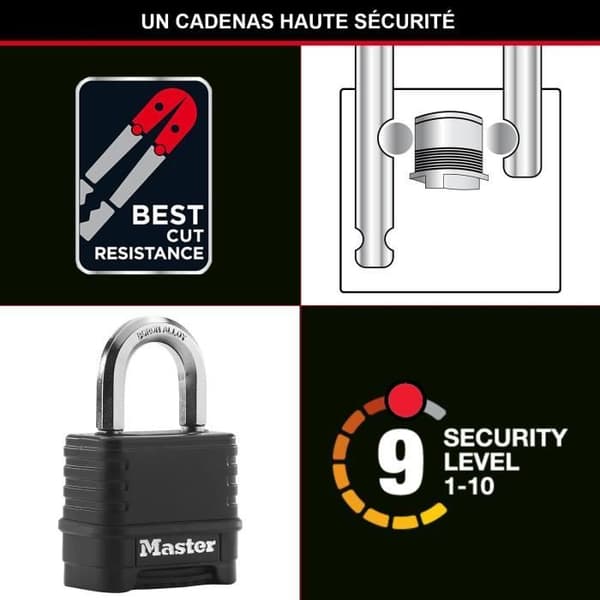 Master Lock Yhdistelmälukko Excell Sinkki 57 mm Musta M178EURD Svart