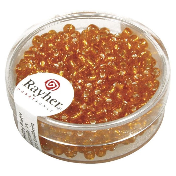 Perle rocaille med silverbesättning Orange Ø 2,6 mm 16 g Orange