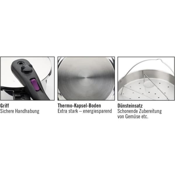 Trykkoger - GSW - Hurtig - 22 cm - 6 L - Induktion - Rustfrit stål Grå / Inox
