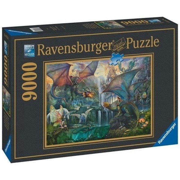 Pussel 9000 bitar Den magiska skogen av drakar, Fantastisk, Vuxen, 16721, Ravensburger Flerfärgad