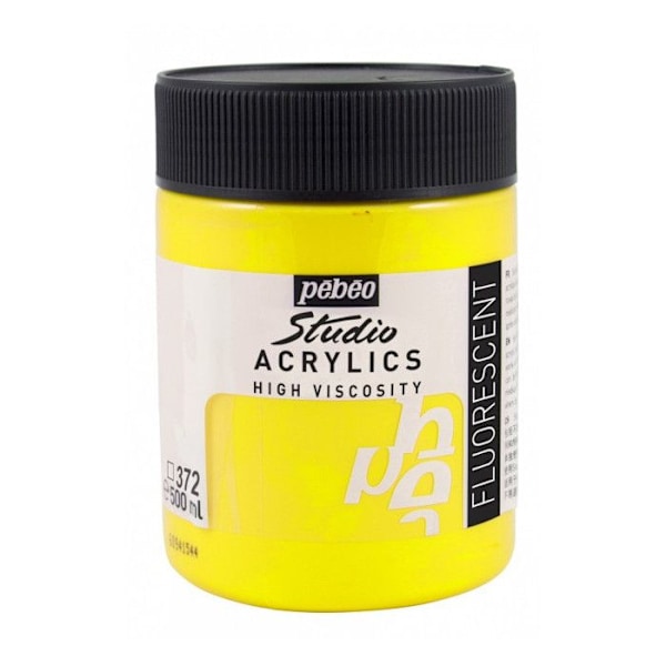 Acrylmaling Pébéo Studio Høj Viskositet - 500 ml Gul Fluorescerende Fluorescerande gul