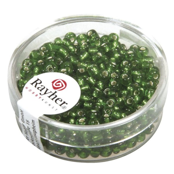 Perle rocaille silverfärgad gröna Ø 2,6 mm 16 g Grön