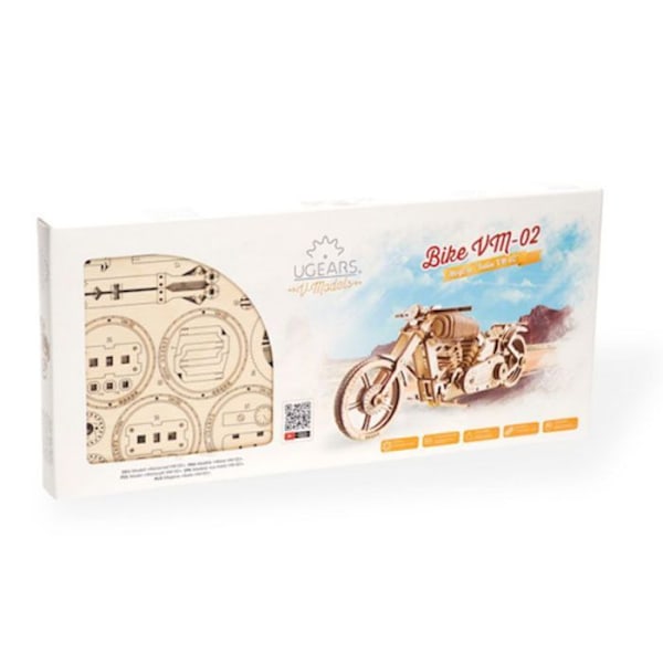 UGears - Pyörä VM-02 - 189-osainen vaneripalapeli 14-vuotiaalle pojalle Beige