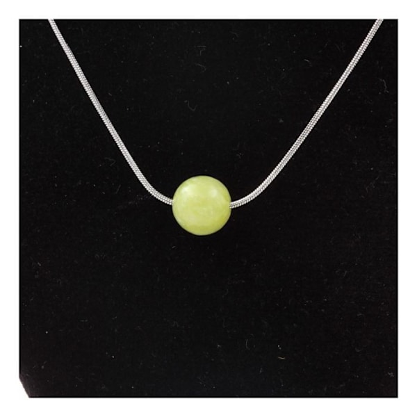 Collier - ABIJOUX - 1 perle Serpentine 8 mm - Kæde i rustfrit stål - Længde efter valg