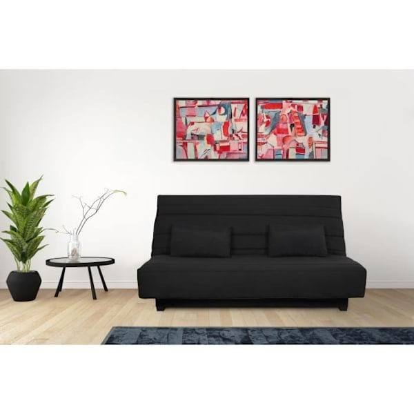 Clic clac 2-sits bänk REVEUR - Svart tyg - DUNLOPILLO madrass - Säng 188x128 cm Svart