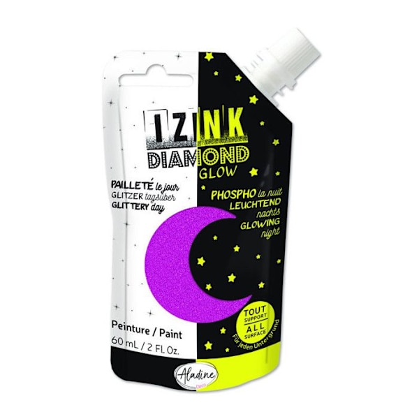 Målarfärg - Izink - Diamond Glow - 60 ml - Rosa - Akryl - Fosforescerande Rosa