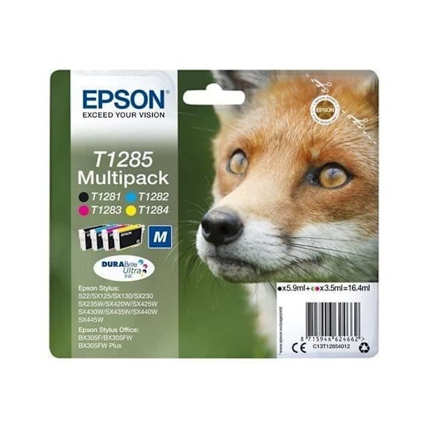 EPSON Multipack T1285 - Ræv - Sort, Cyan, Magenta, Gul (C13T12854012)