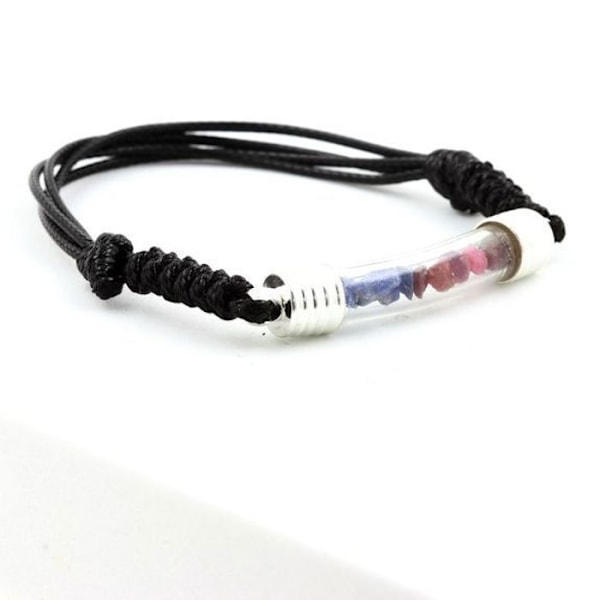 Sten og mineraler. Rubin + rå safir armbånd. Sort farve. svart