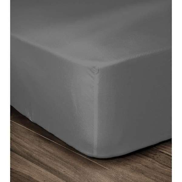 KÆRLIGHED HJEM Fittet ark 100% bomuld 160x200cm - Leaned 35cm - Mørkegrå Mörkgrå