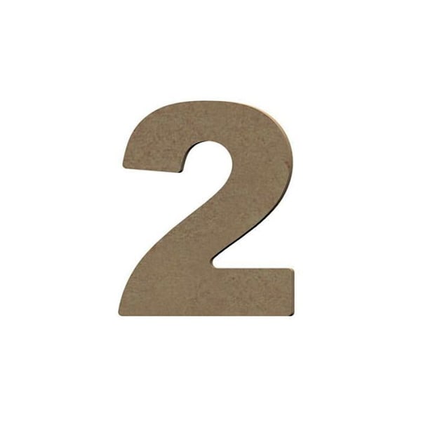 Nummer 2 i MDF-trä för att dekorera - 8 cm kastanj