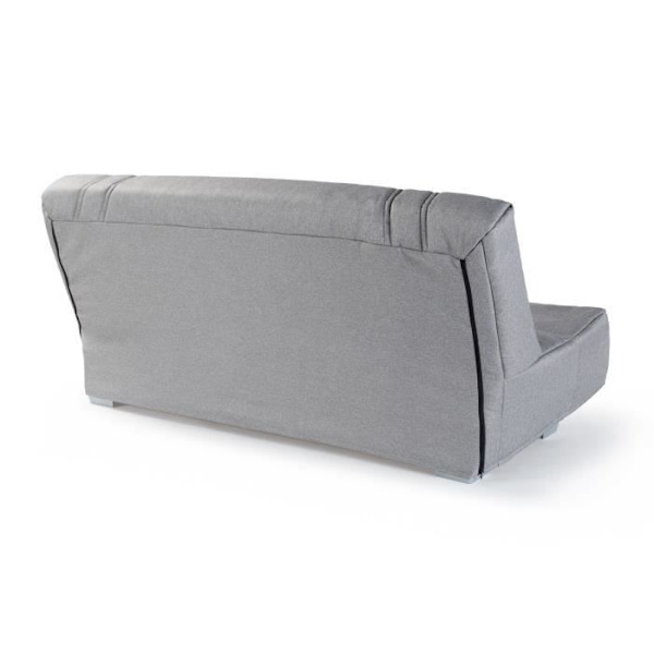COMFORT BULTEX Click-clack bænksæde - 3 steder - Grå stof + Blå pyntepuder - L193 x Ljusgrå + Blå kuddar