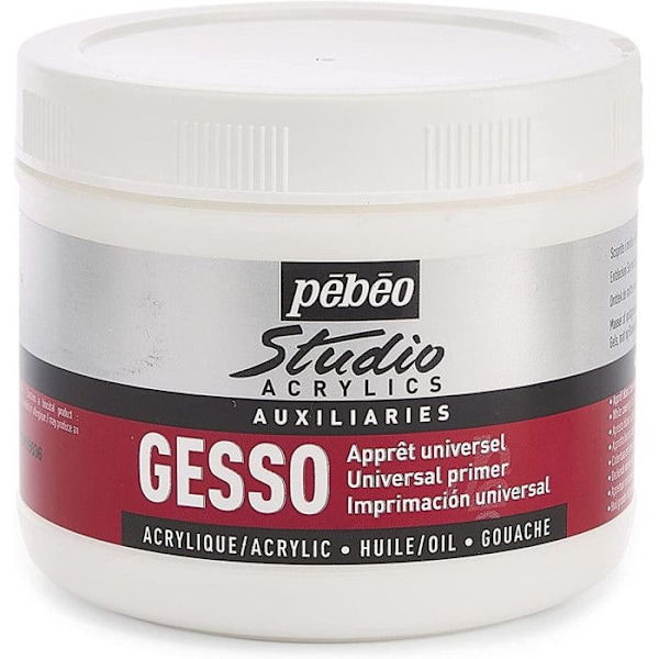 Apprêt - PEBEO - Gesso Studio - 500 ml - Hvid - Tørrer hurtigt - Mat overflade Vit