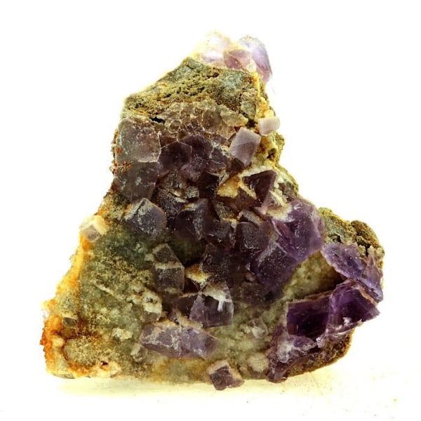 Sten og mineraler. Fluorit + Kvarts. 236,50 øre. La Cabaña, Berbes, Spanien.
