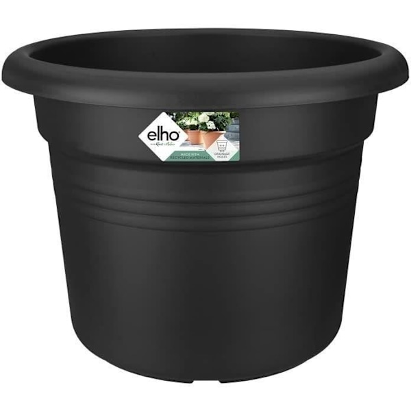GREEN BASICS Rund urtepotte - Plast - Ø45 - Blød terracotta Svart