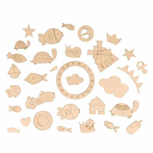 Puun siluetit - Kauniit laulukirjat - 32 kappaletta - Luonnolliset - Mukautettavat - DIY Beige