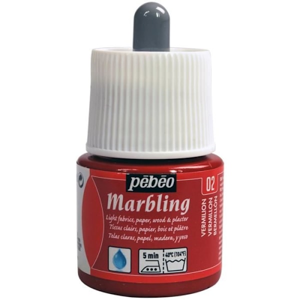 Maalaus - PEBEO - Marmoroitu - 45 ml - Väri 02 Vermilion - Punainen 02 Vermillon