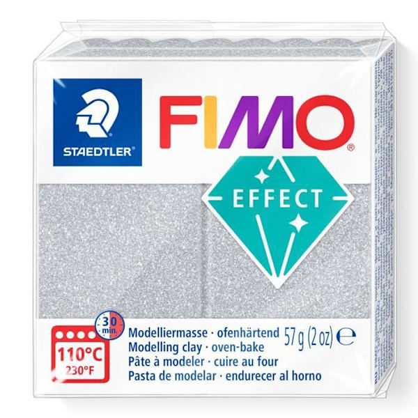 Polymeerimuovaussavi - FIMO - Silver Glitter - 57 g - Pehmeä ja muokattava - Koruihin ja koristeluun Silver