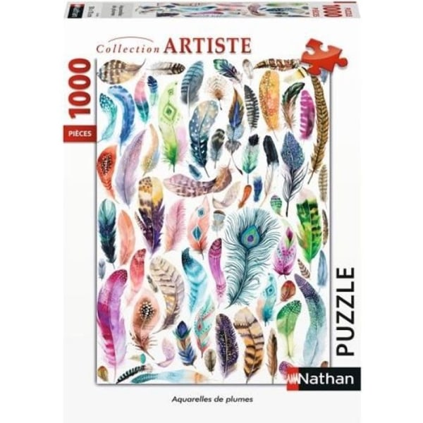 1000 bitars pussel Akvareller av fjädrar, Vuxna och barn från 14 år, Pussel av högsta kvalitet, Artist Collection, 87640, Nat