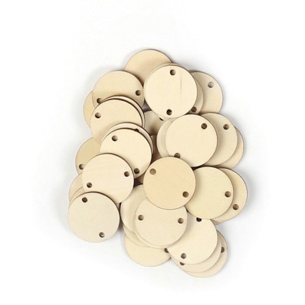 Träcirklar - Ej specificerat - 30 stycken - Diameter 3 cm - Anpassningsbara - Födelsedagskalender Beige