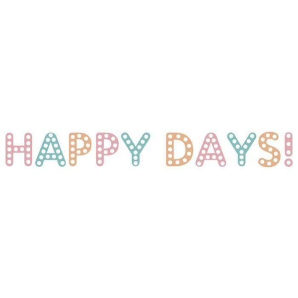 Teippi 10 m x 1,5 cm - Happy Days Vit med färgglada ord