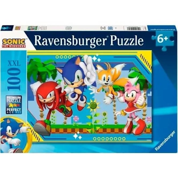 100 brikker XXL puslespil Sonic, Knuckles, Sonic, Tails og Amy / Sonic, fra 6 år og opefter, puslespil i høj kvalitet, 12001134 Flerfärgad