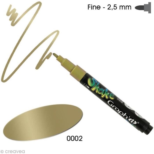 "Maalaustussi - Graph'it - Ravista - Kultainen - Ohut kärki 2,5 mm - Peittävä" Guld