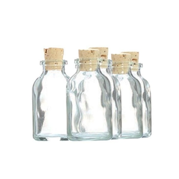 5 mini glasflaskor 6 cm med korklock Transparent